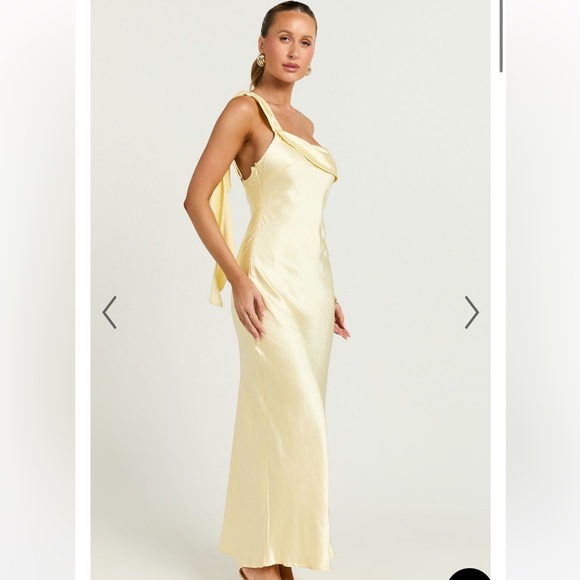 Selfie Leslie One-Shoulder Sash Maxi Dress Butter Yellow Large - Picture 3 of 11